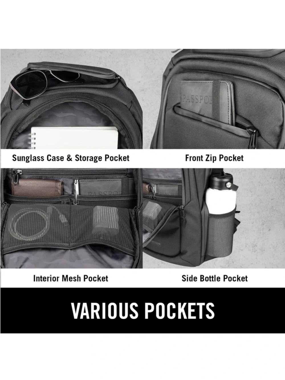 KENNETH COLE REACTION PARKER Backpack in Black with 17” Laptop Sleeve